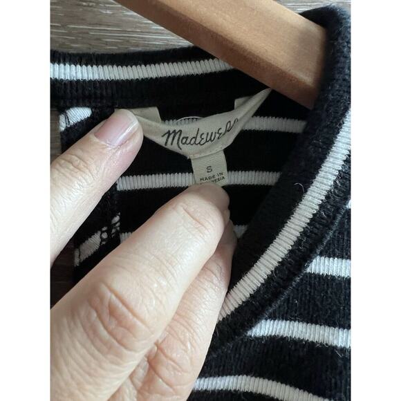 Madewell Preppy Cotton Striped Mini Shift Dress Black White Medium Normcore - Picture 6 of 6